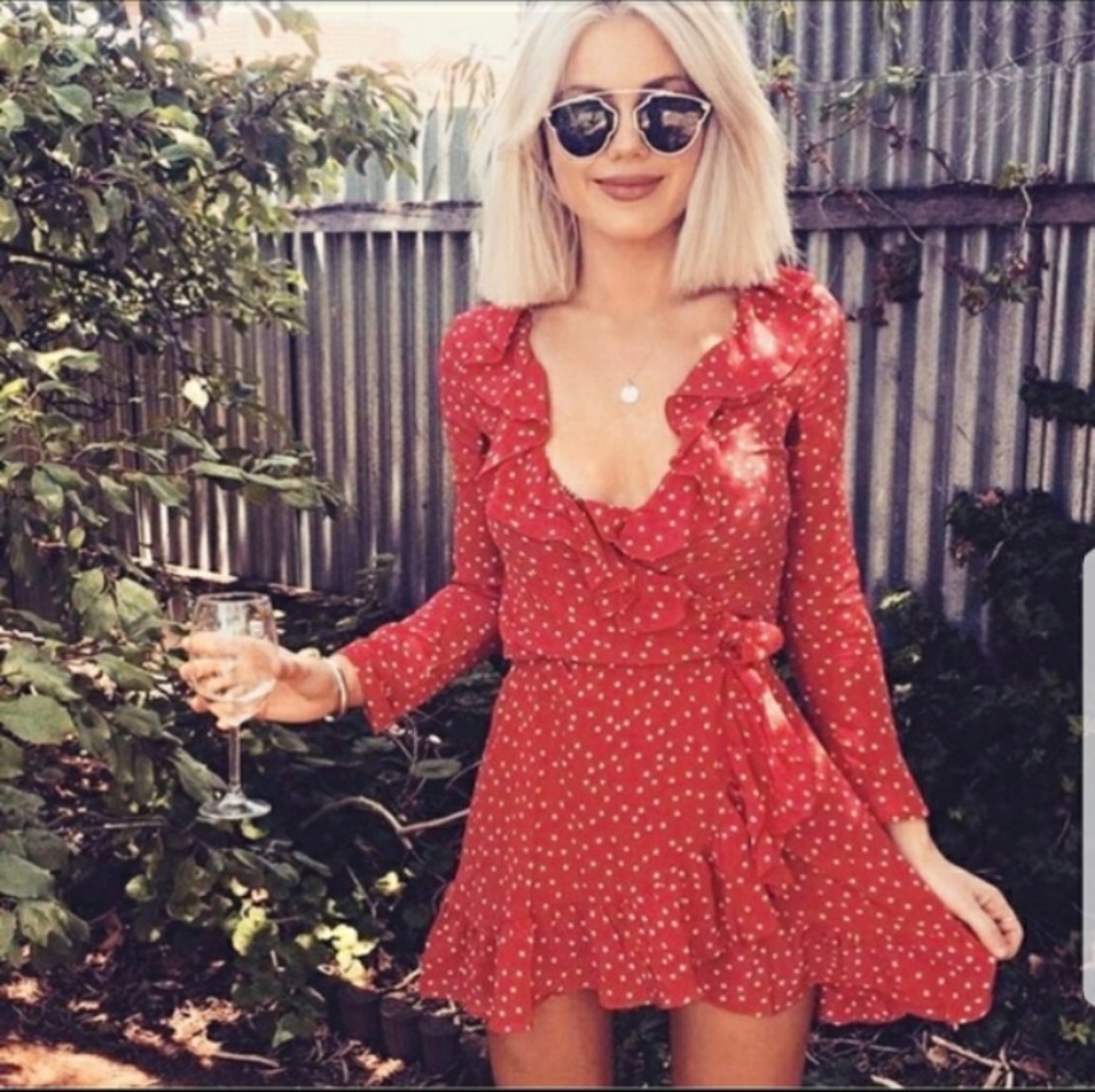 Red Star Wrap Dress